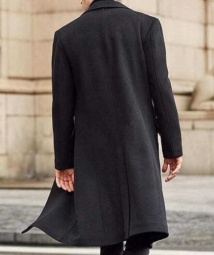 SOMTHRON Men's Casual Trench Coat Slim Fit Notched Collar Long Jacket Overcoat Single Breasted Pea Coat wih Pockets thumbnail 4