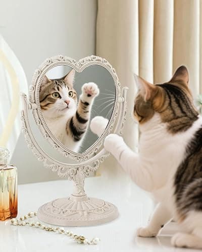 XPXKJ 7 Inch Vintage Heart Mirror - Elegant Desk Makeup Mirror with Double Sided 360 Degree Rotation Vanity Mirror for Coquette Room Decor thumbnail 7