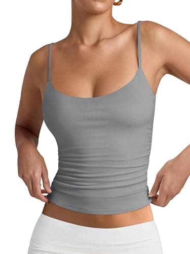 PINKMSTYLE Women's Basic Double Lined Scoop Neck Tank Tops Adjustable Cami Tank Summer Sleeveless Tops - Image 1