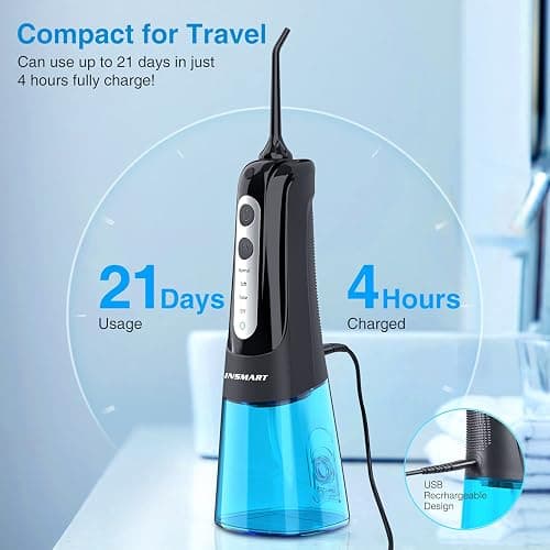 INSMART Water Flosser for Teeth: Cordless Dental Electric Flosser for Oral Care,Rechargeable Floss DIY Mode IPX7 Waterproof,Portable Travel Flossers Set for Teeth cleaning with 4 Modes thumbnail 8