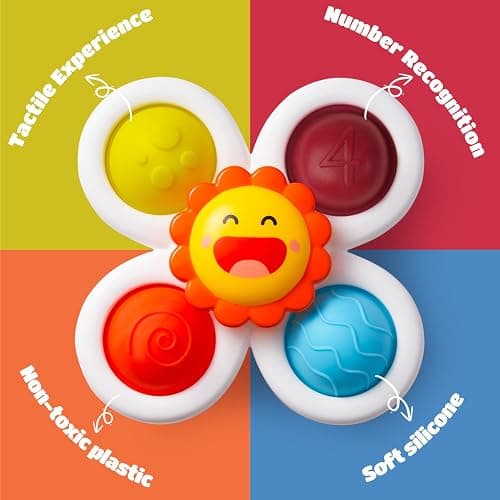 LiKee Strong Suction Cup Fidget Rotating Sensory Bath Toys for Baby Christmas Stocking Stuffers, Airplane Car Travel Table & Window Toys for Toddler Boys and Girls, 10+ Months thumbnail 8