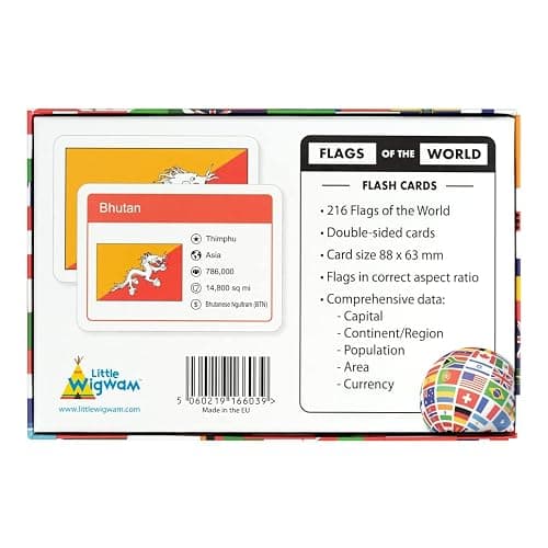 Little Wigwam Flags Of The World Flash Cards - Set of 216 Flags + Country Information thumbnail 3