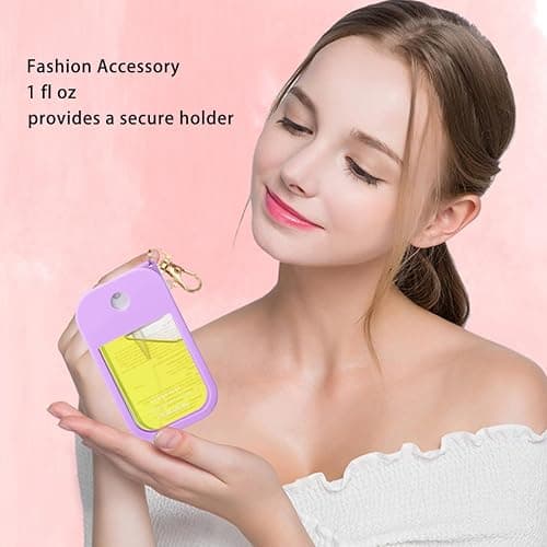 CFtone Silicone Case for Touchland Hand Sanitizer Spray 1 FL OZ., Stylish Protective Cover with Keychain for Touchland Power Mist and Glow Mist Hanging Portable Accessory (TL Silicone case-Pink) thumbnail 5
