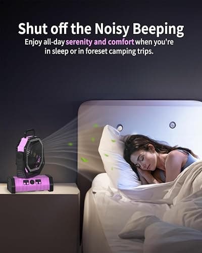 ADUST Camping Battery Operated Powered Fan with LED Lantern Light Portable 20000mAh Rechargeable Oscillating Fan with 360° Rotation Hanging Hook for Tents, Cordless USB Desk Fan(Pink) thumbnail 2