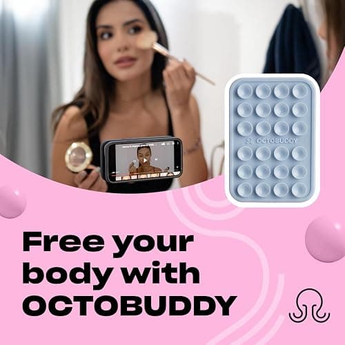 OCTOBUDDY Classic MAX - Silicone Suction Phone Case Adhesive Mount - Hands-Free, Strong Grip Holder for Selfies and Videos - iPhone and Android Compatible - 2.6″ x 3.9″, Baby Blue thumbnail 3