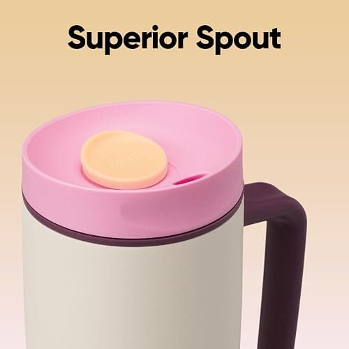 Owala SmoothSip Slider Stainless Steel Insulated Travel Mug, 100% Leak Proof, For Hot and Cold Drinks, Travel Friendly with Sliding Lock Lid, 24 oz, BPA Free, Leak Proof, Pink/Tan (Daybreak) thumbnail 6