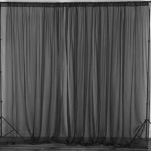 New Creations Fabric & Foam Inc, Polyester See Through Chiffon Backdrop Drape Curtain Panel, 5 Feet Wide x 8 Feet High, 1 Panel. (Black) - Image 1