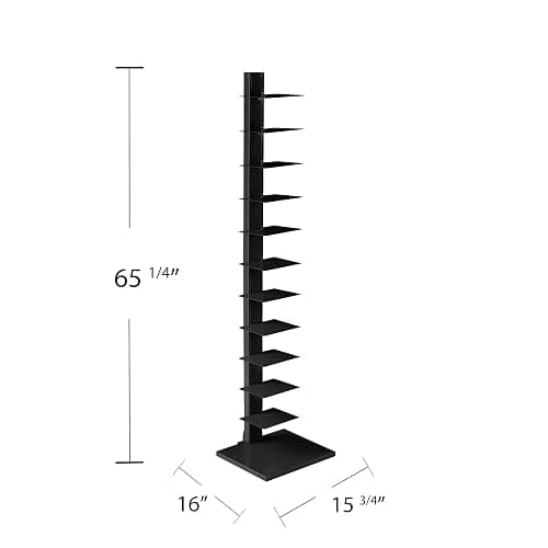 SEI Furniture 12 shelf Metal Spine Book Tower, Black thumbnail 3