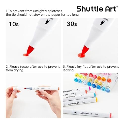 Shuttle Art Brush Tip Alcohol Markers, Dual Tip Brush & Chisel Tip Art Marker Set, 89 Colors Marker Pens with Organized Case Perfect for Illustration Kids Students Adults Coloring Sketching thumbnail 8