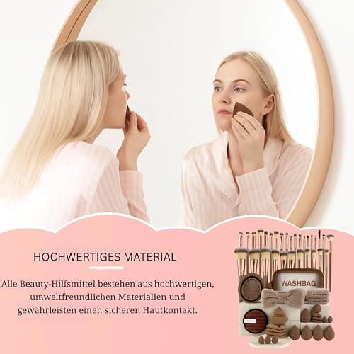 56-teiliges Make-up Pinselset mit Schwämmen, Stirnband & Tasche – Profi-Qualität thumbnail 3