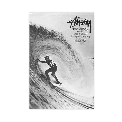 Vintage Black And White Surf Poster, Jeff Booth International Tribe Wall Art for Room Decor, College Dorm,for Living Room Bedroom Decor - Image 1