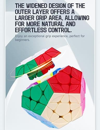 Megaminx Cube, Roxenda 3x3x3 Pentagonal Speed Cube Dodecahedron Magic Cube Puzzle Toy (Stickerless) thumbnail 4