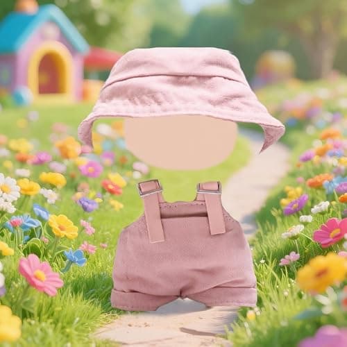 3 Pcs Doll Cloth for 17cm Plush Dolls, Pink Set Include 1 Leggings with Adjustable Straps1 Fisherman's Hat 1 Handbag 1 Glasses for Dolls Premium Outfit Birthday Present for Adult Kids (No Doll) thumbnail 2