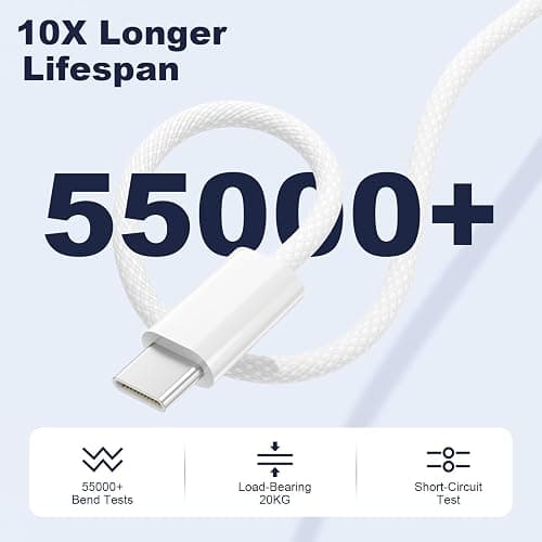 Quickeep USB C to USB C Cable 3FT 2 Pack, Nylon Braided 60W Type C Charger Fast Charging, iPhone 15 16 17 Charger Cord, USBC to USBC Cable for iPhone 15 16 17 Pro Plus Pro Max/iPad Pro/Air thumbnail 7