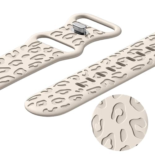 IKANFI 2Pack Leopard Engraved Bands Compatible with Apple Watch Band 41mm 40mm 38mm 49mm 46mm 45mm 44mm 42mm Women, Silicone Cheetah Sport Strap for iWatch Series SE 10 9 8 7 6 5 4 3 2 1,Ultra thumbnail 6