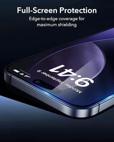 ESR 3 Pack for iPhone 17/iPhone 16 Pro Screen Protector, [9H Hardness] [Military Grade Shatterproof] Full Coverage Tempered Glass Film with Easy Installation Tool, HD Clear, Scratch Resistant thumbnail 5