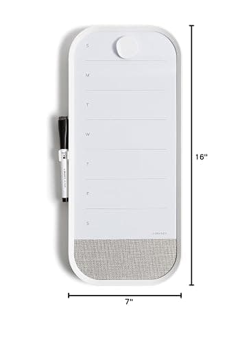 U Brands Modern Bevel Magnetic Dry Erase Calendar White Board with Bulletin Strip, 7" x 16", White Frame, Includes Magnet, Marker thumbnail 3