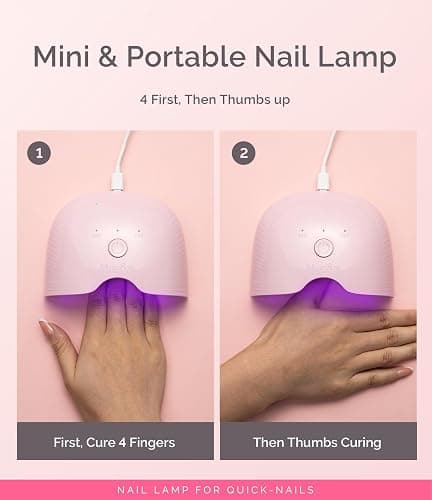 MelodySusie Small LED UV Nail Lamp with Lightweight Design, P-ART06F Nail Dryer with Simple Button Control Cures All Soft Gels at Home, Especially Half-Cured Gel, Base Coat & Top Coat Pink thumbnail 4