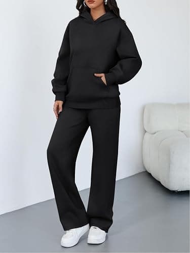 Trendy Queen 2 Piece Lounge Sweat Sets Plus Size Fall Fashion Matching Sweatsuits Wide Leg Pants Travel Outfit Winter Clothes thumbnail 3