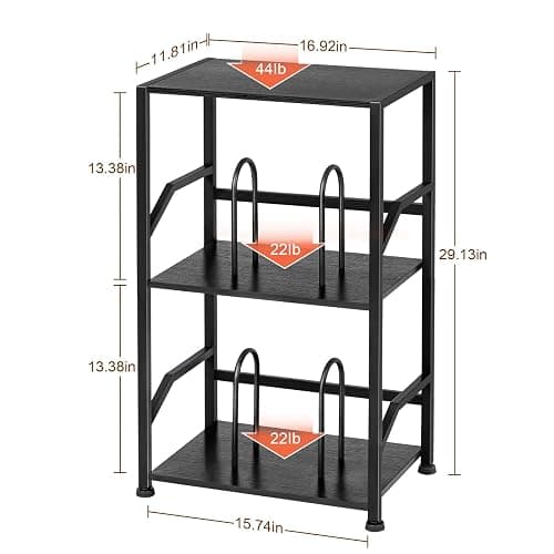 LOAKEKEL Record Player Stand, Vinyl Record Storage Up to 200 Albums, 3 Tier End Table with Removable Dividers, Tall Side Table for Living Room, Bedroom, Black, HETCD010BK1 thumbnail 3