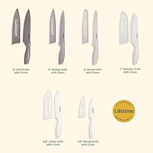 Cuisinart Advantage 12-Piece Kitchen Knife Set, Professional-Quality Nonstick Coated Stainless Steel Knives with Covers, Nonstick Color Coating for Easy Slicing, Ergonomic Handles, G1022-12P thumbnail 5