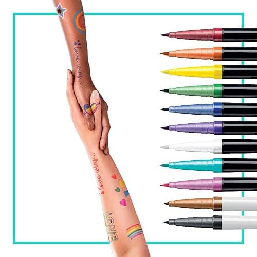BIC BodyMark Temporary Tattoo Markers for Skin, Pride Pack, Flexible Brush Tip, 11-Count Pack of Assorted Colors, Skin-Safe, Cosmetic Quality, Unique Gifts thumbnail 3
