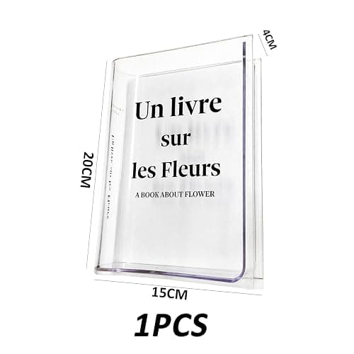 Vase transparent tulipe et acrylique - Vase de livre de fleurs pour décoration de fête, salon, bureau et café thumbnail 3