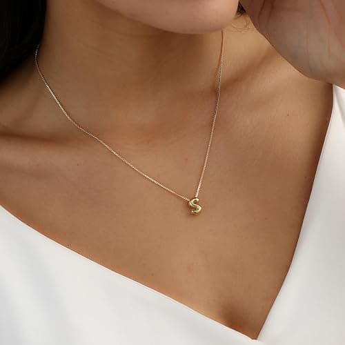 Lisitine Bubble Initial Necklaces Dainty Letter Necklace Cute Name Choker Necklaces for Women Trendy Personalized Pendant Jewelry Gift for Women thumbnail 2