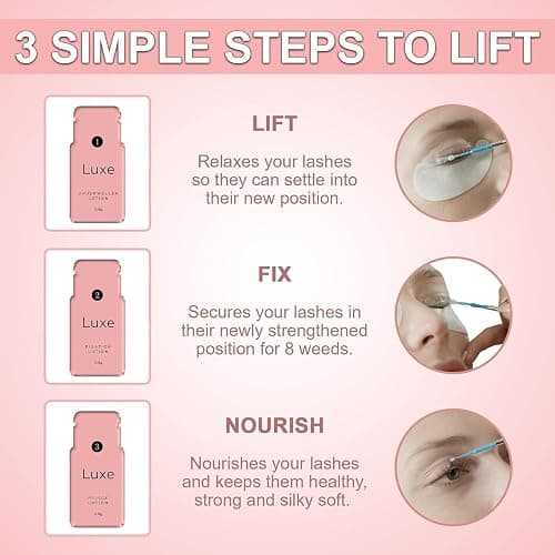Luxe Cosmetics - Lash Lift Kit - Complete Set for Eyelash Lifting - New Pro Version - Easy to Apply and Long Lasting Finish - Professional Results up to 8 Weeks thumbnail 8