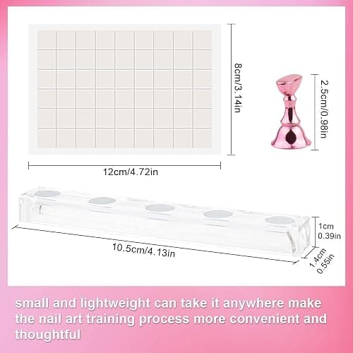 Difenni Nail Stands Acrylic Nail Art,Press on Nail Stand Magnetic Nail Tips Practice Holder 54 Pcs Reusable Adhesive Putty for DIY Painting(Pink thumbnail 3