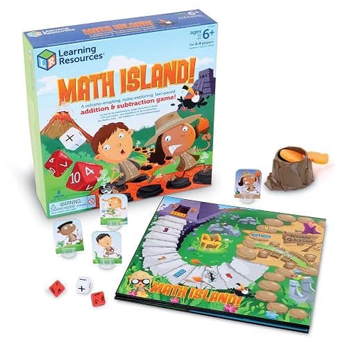 Learning Resources Math Island Addition & Subtraction Game - Math Manipulatives, Educational Board Toys, Classroom Flash Cards , Volcano Toy, STEM Kids, Gifts for Boys And Girls , Montessori - Toys - Image 1