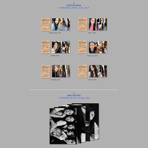 New Jeans 1st EP Album Bluebook Ver. / Random Log Book + Pin-Up Book Stickers + Photocards + Mini Poster + 3 Extra Photocards K-POP Sealed Album thumbnail 8