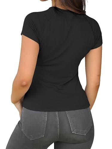 Abardsion Women Casual Raglan Sleeve Crewneck T Shirts - 2025 Summer Basic Activewear Slim Fit Going Out Tops thumbnail 2