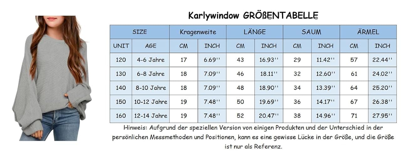 Karlywindow Mädchen Rundhalsausschnitt Leichter Strickpullover Kinder Einfarbig Langarm Pullover thumbnail 5