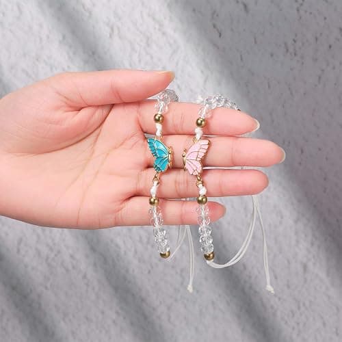 simarro 2pcs Matching Bracelets, Butterfly Friendship Bracelets Adjustable Strand Best Friends Bracelet, Handmade Charm Couples Jewelry Gifts for Women Couples Friend thumbnail 2