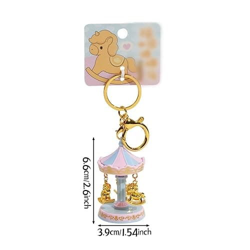 Tizee Carousel Keychain with Rotating Merry-Go-Round | Bag Charm Car Key Accessory | Alloy Fun Gift for Backpacks, Handbags thumbnail 6