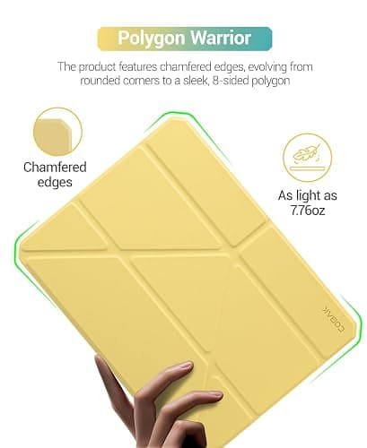 CoBak Case for iPad (A16) 11th Generation 11 Inch 2025, iPad 10th Generation Case 10.9 Inch 2022 - Protective Cover with Multi-Angle Includes Portrait Stand, Pencil Holder and Auto Wake/Sleep, Yellow thumbnail 6