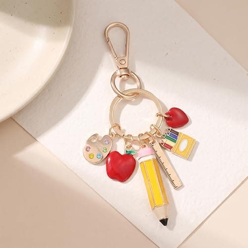 Neyauo Teacher Bag Charm Colorful Teacher Keychain | Thank You Teacher Gifts Teacher Key Chain Teacher Appreciation Accessories thumbnail 8