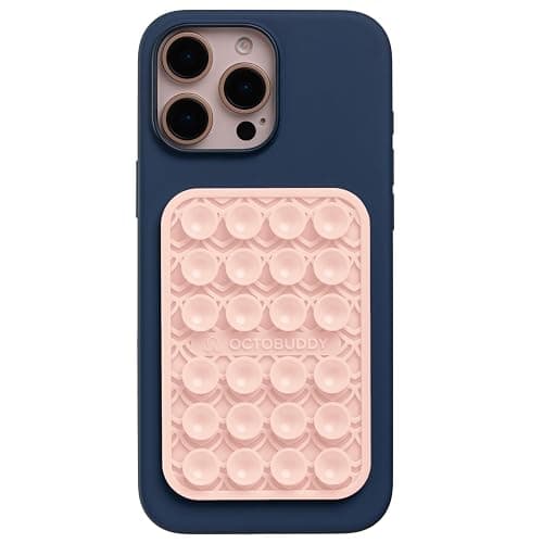 OCTOBUDDY Textures Mermaid Dragon - Silicone Suction Phone Case Adhesive Mount - Hands-Free Grip with 24 Suction Cups for Videos & Selfies - 2.6" x 3.9", Chalk Pink - Image 1