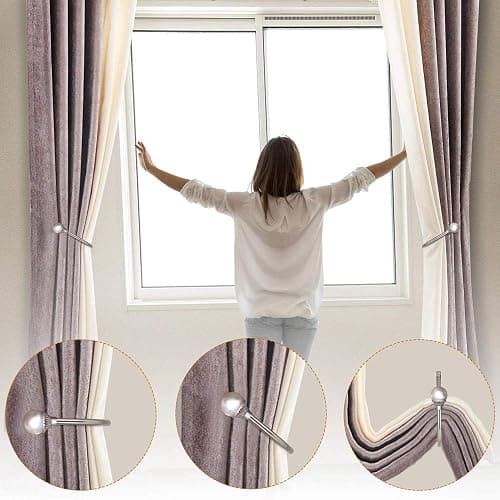 2 Pack Curtain Holdbacks Wall Mounted Curtain Tiebacks Hooks Plastic Pearl U Shape Curtain Tiebacks with Screws Curtain Ties for Home Office-Gold thumbnail 8