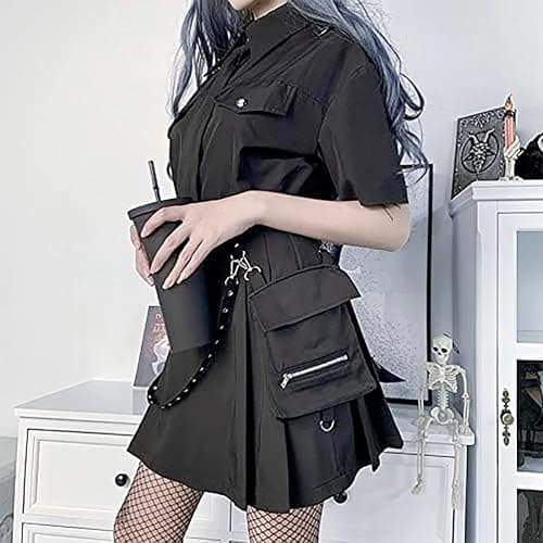 IDEALSANXUN Gothic Plaid Mini Skirts for Women Short High Waist Plaid Skirts thumbnail 3