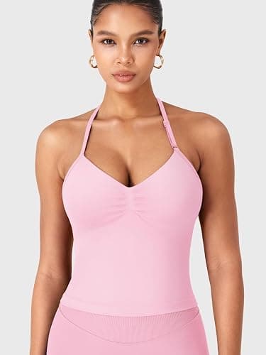 YEOREO SoftHue Impact Longline Strappy Top Women's Halter Workout Tank Tops Backless Gym Longline with Adjustable Strap thumbnail 3