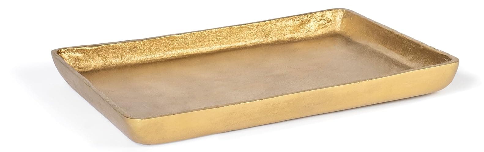 Red Co. 12” x 9” Large Decorative Rectangular Textured Metal Centerpiece Serving Tray, Antique Gold thumbnail 3