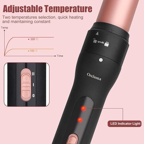Curling Wand 3 in 1 Hair Curler Ceramic Curling Tongs Iron Set | Long Thick Thin Hair Interchangeable Barrels Beach Waves Styling Tools with Glove Rose Gold thumbnail 3