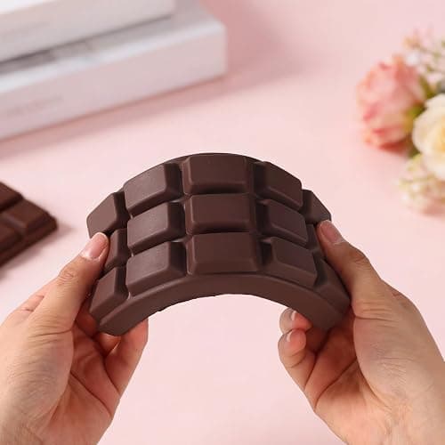 Sinbana Slow Rising Chocolate Bar Squishy, Fake Chocolate Squeeze Plaything | Squishy Slow Rise Soft Realistic Giant Food Fidget Toy Suitable for Adults Office Home Desk Focus and Party Favor (Brown) thumbnail 4