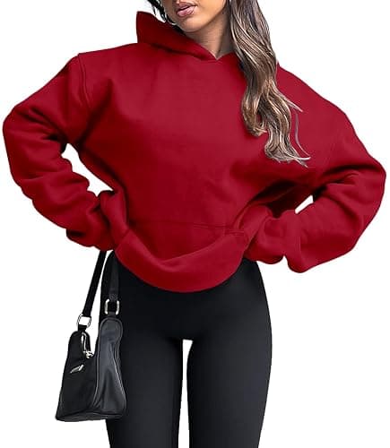 onlypuff Women Hoodies Casual Pullover Long Sleeve Sweatshirt Kangaroo Pocket Drop Shoulder Sweater thumbnail 2