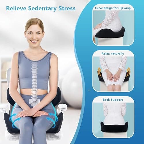 Lexeme X Large Memory Foam Seat Cushion Lumbar Support Pillow for Sciatica & Tailbone Pressure Relief Coccyx Pad for Office Chair, Car,Wheelchair,Home,Office thumbnail 4