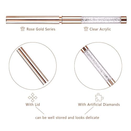Pinceau Nail Art Ongles Gel Professionnel avec Capuchon Bouchon - LEA-SHALL 5 Pièces Pinceaux Fin Liner/Plat/Rond/Acrylique French pour Ongle Peinture Acrylique UV Construction Set ã Brosses Strass thumbnail 4