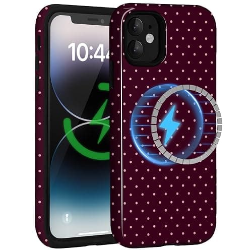 Amzfield for iPhone 11 Case Compatible with Magsafe Cute Polka Dot Aesthetic Magnetic Design Women Girls Fall Chic Girly Pretty Dual Layer Hybrid Protection Elegant Case for iPhone 11, Burgundy thumbnail 7
