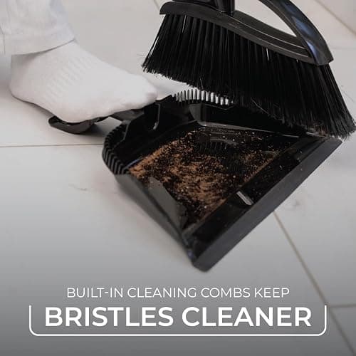 O-Cedar Strong Sweep Broom and Dustpan Set with Detail Brush | Indoor Outdoor Heavy Duty Stiff Bristle Broom | Step-On Dust Pan thumbnail 9